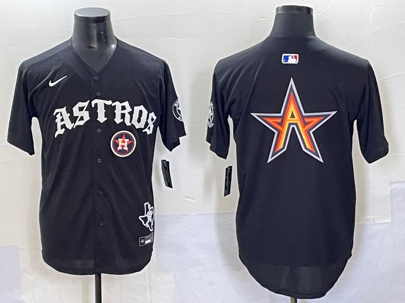 Men 2025 Houston Astros Blank Black Seven generations Joint Name Nike MLB Jersey style 10->houston astros->MLB Jersey